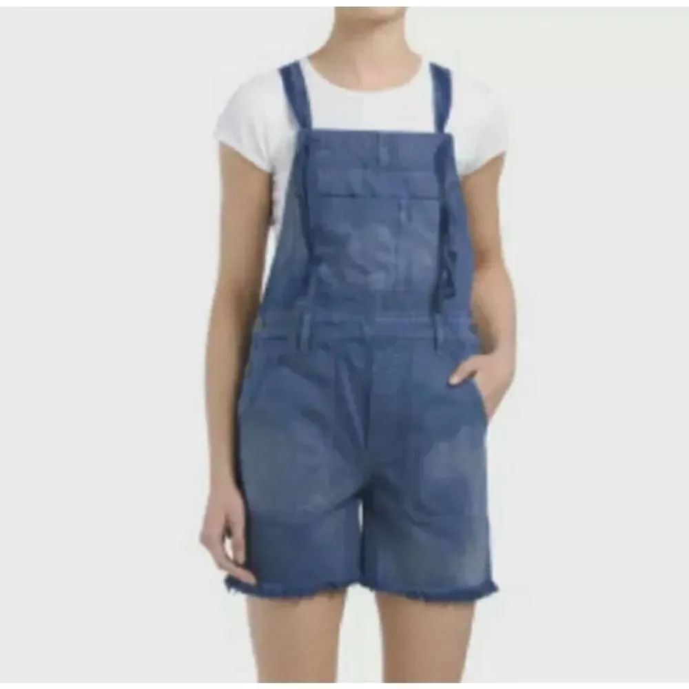 FREE‎ PEOPLE | Overall Shorts Shortalls Blue Distressed Adjust Straps | Size 2